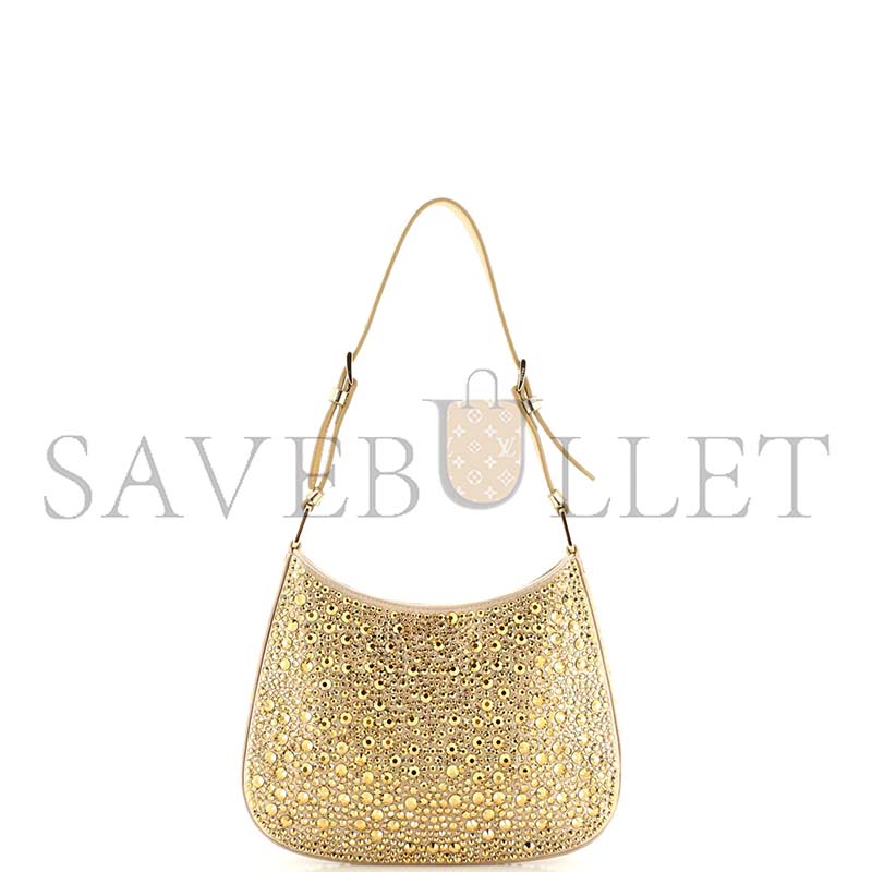 PRADA CLEO SHOULDER BAG CRYSTAL EMBELLISHED SATIN 1BC169 (22*18.5*4.5cm)